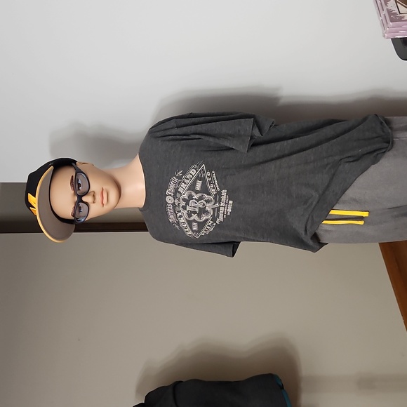 Nike Sweat Pants, Yellow And Heather Gray - Picture 3 of 11